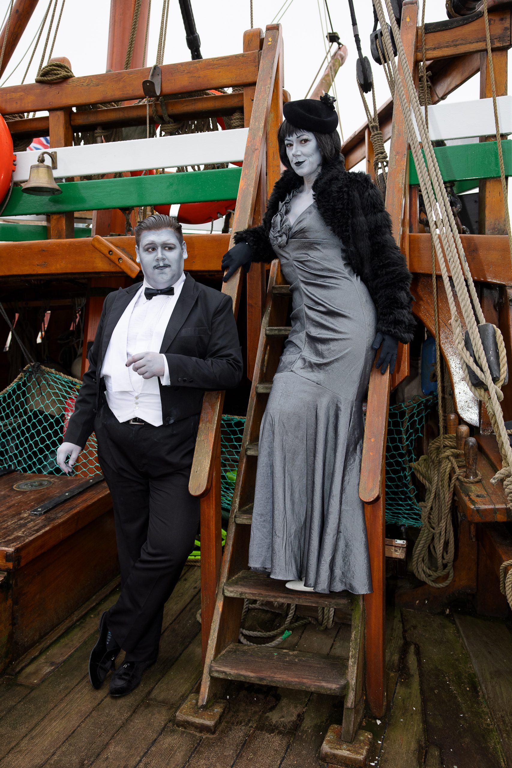 Learners at a photoshoot on a boat