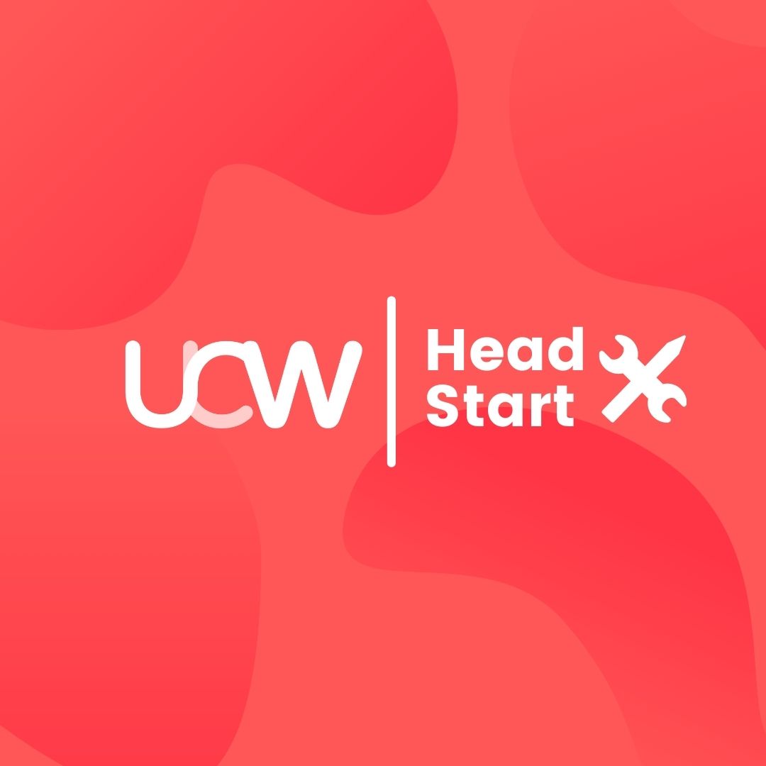 red background with white text saying 'UCW Headstart'