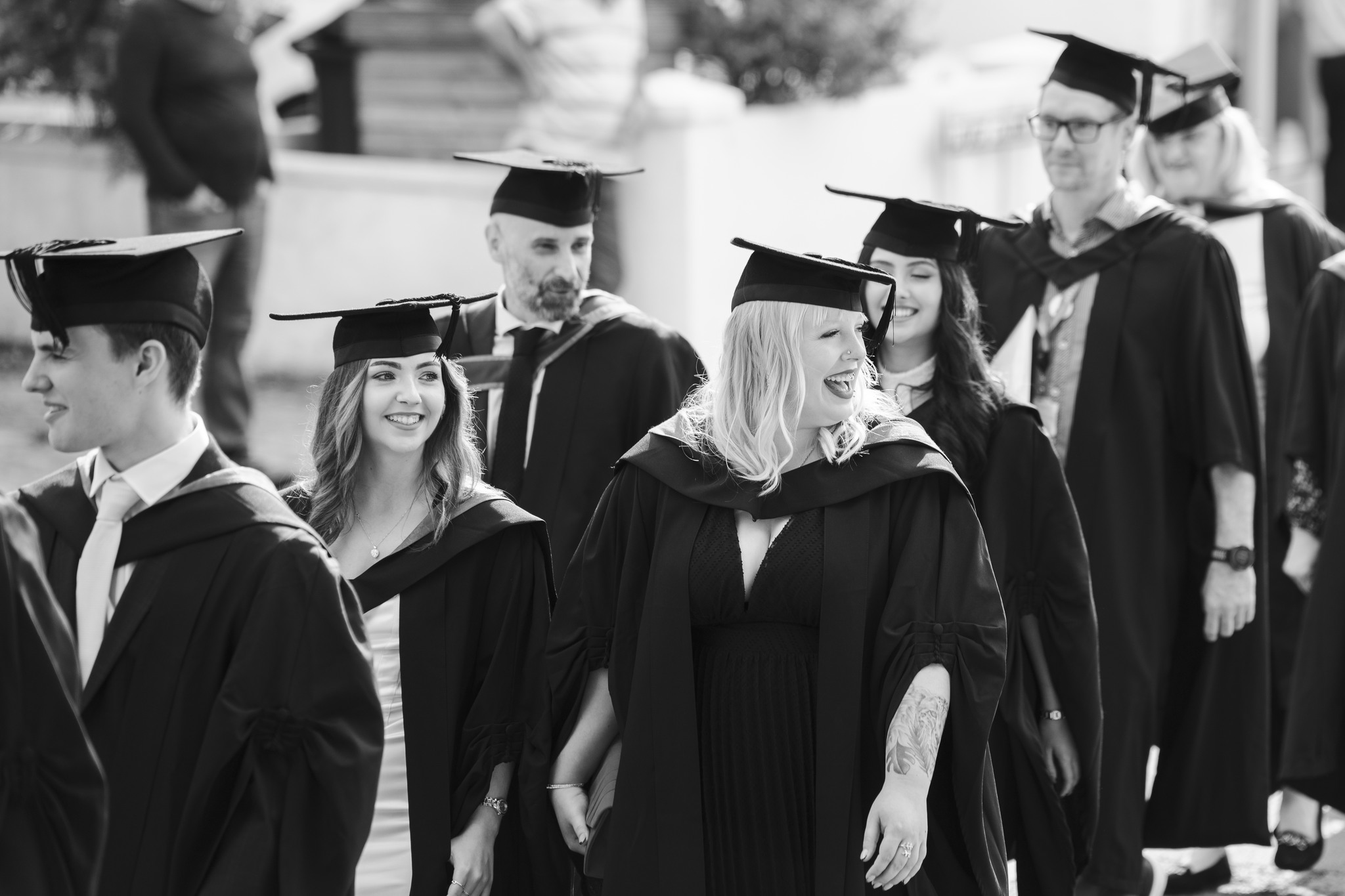 Students walking in a procession at graduation