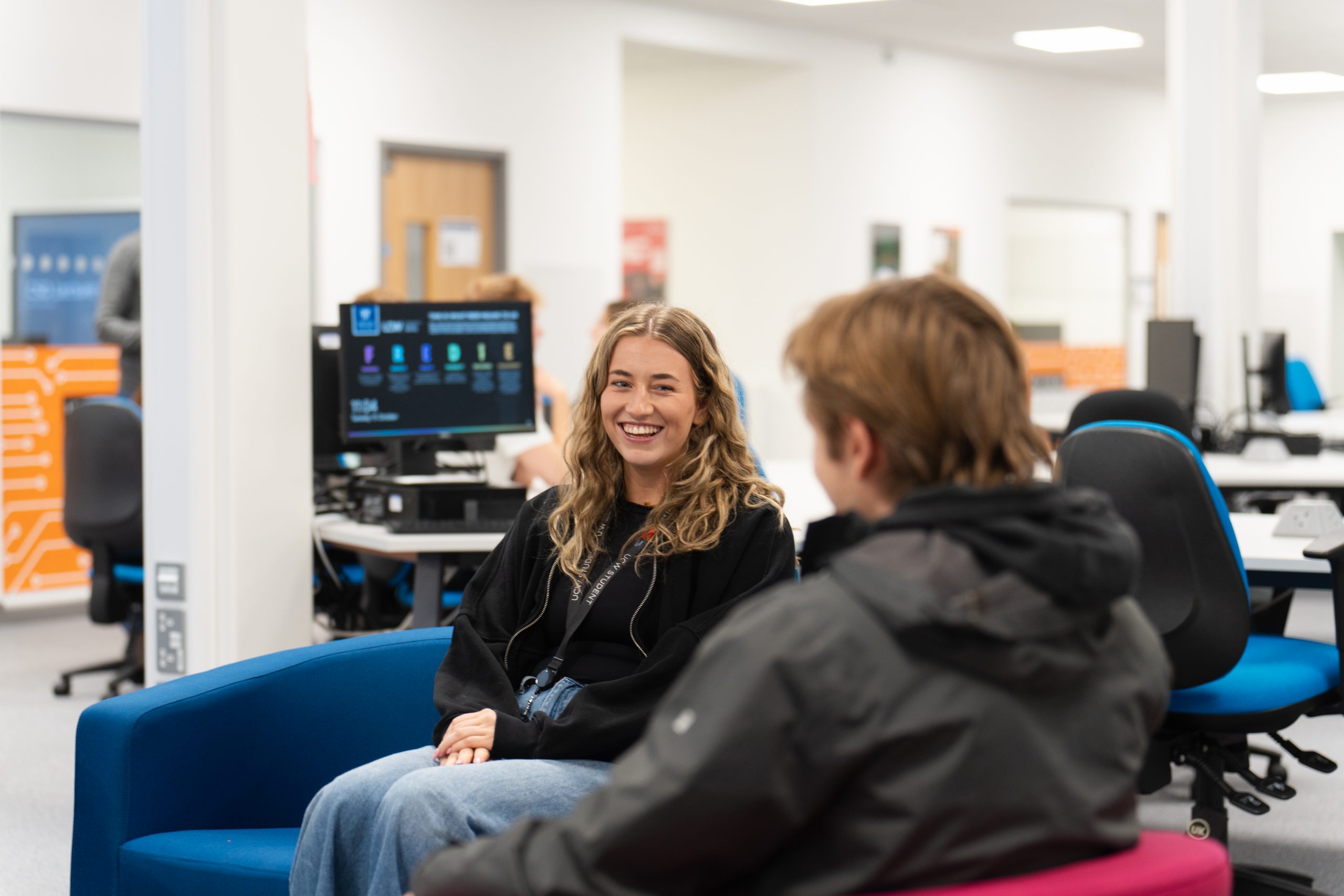 Students chatting in the Open Space